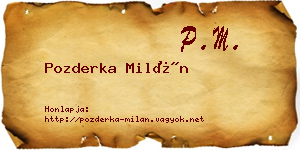Pozderka Milán névjegykártya